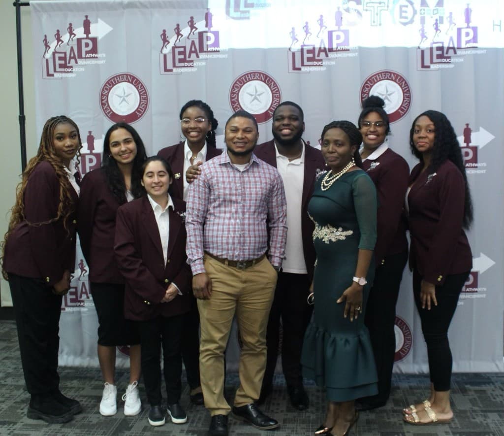 Texas Southern University LEAP STEM pathways students and mentors at a leadership event