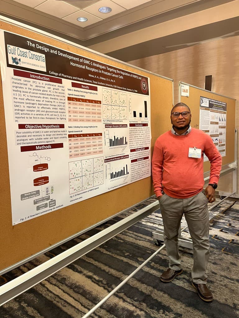 Kehinde Idowu presenting GMC-1 analogues prostate cancer research poster