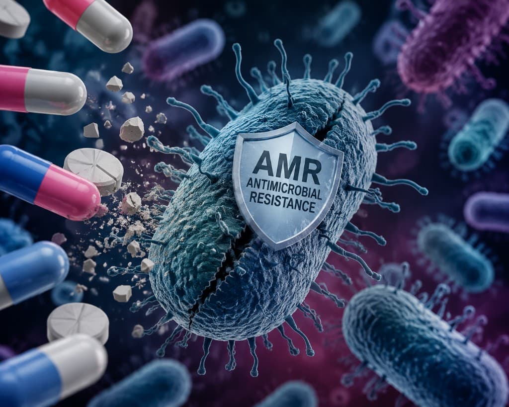 Illustration of antimicrobial resistance representing optimized inhibitor design